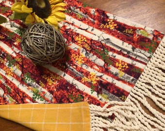 Fall table runner Thanksgiving table runner fall autumn plaid table runner farmhouse table runner Halloween table woodsy table runner decor