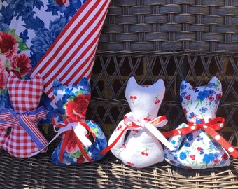 Americana cat pillow cat lover primitive cat bowl filler decor 4th of July cat patriotic kitten country farmhouse cat Americana kitten