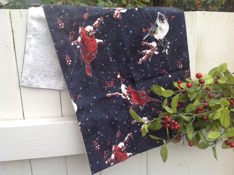 Navy blue Christmas table runner navy blue Christmas cardinal Etsy
