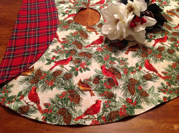 Red Plaid Christmas Tree Skirt Woodsy Tree Skirt Log Cabin Etsy