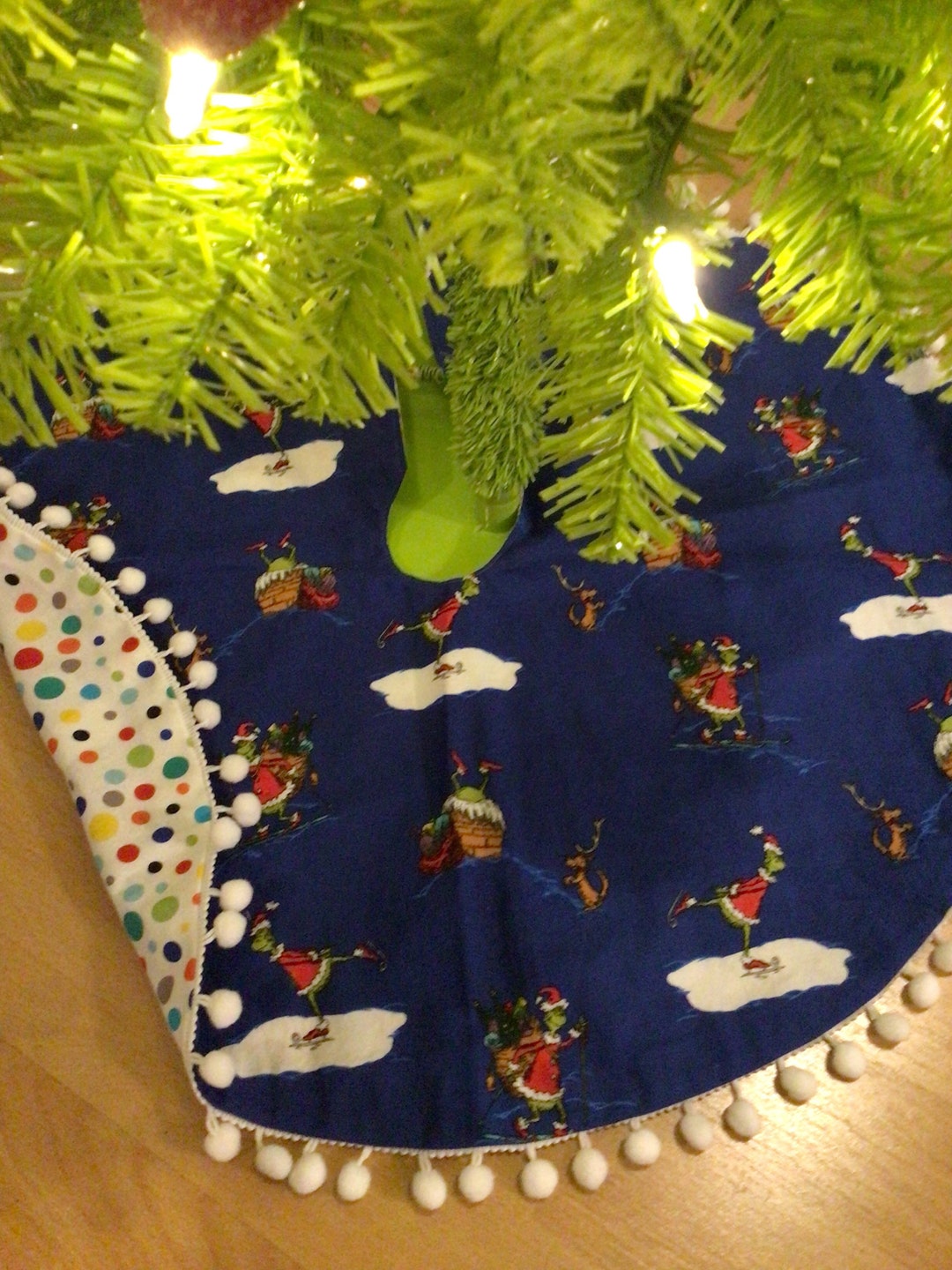 Grinch Tree Skirt Table Top Blue Christmas Grinch Tree Skirt Etsy