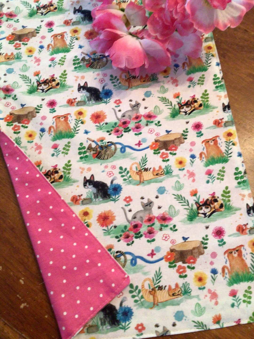 Spring Table Runner Cat Table Runner Spring Kitten Table Runner Cat