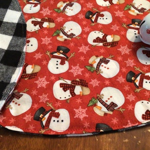 Snowman Christmas Tree Skirt reversible woodsy Christmas tree skirt snowman table top tree skirt Christmasplaid tree skirt snowman decor