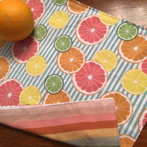 Reversible Citrus Table Runner: Lemon, Lime, Orange Print