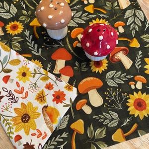 Fall Table Runner: Squirrels, Songbirds & Pumpkin Plaid  thanksgiving table runner pumpkin decor Halloween decor