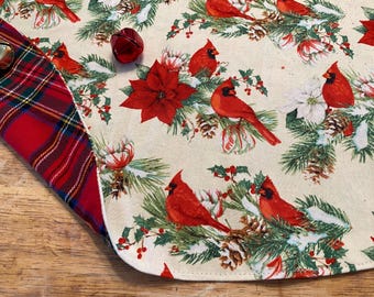 Reversible Christmas Tree Skirt: Cardinal & Plaid, Cozy Holiday Decor