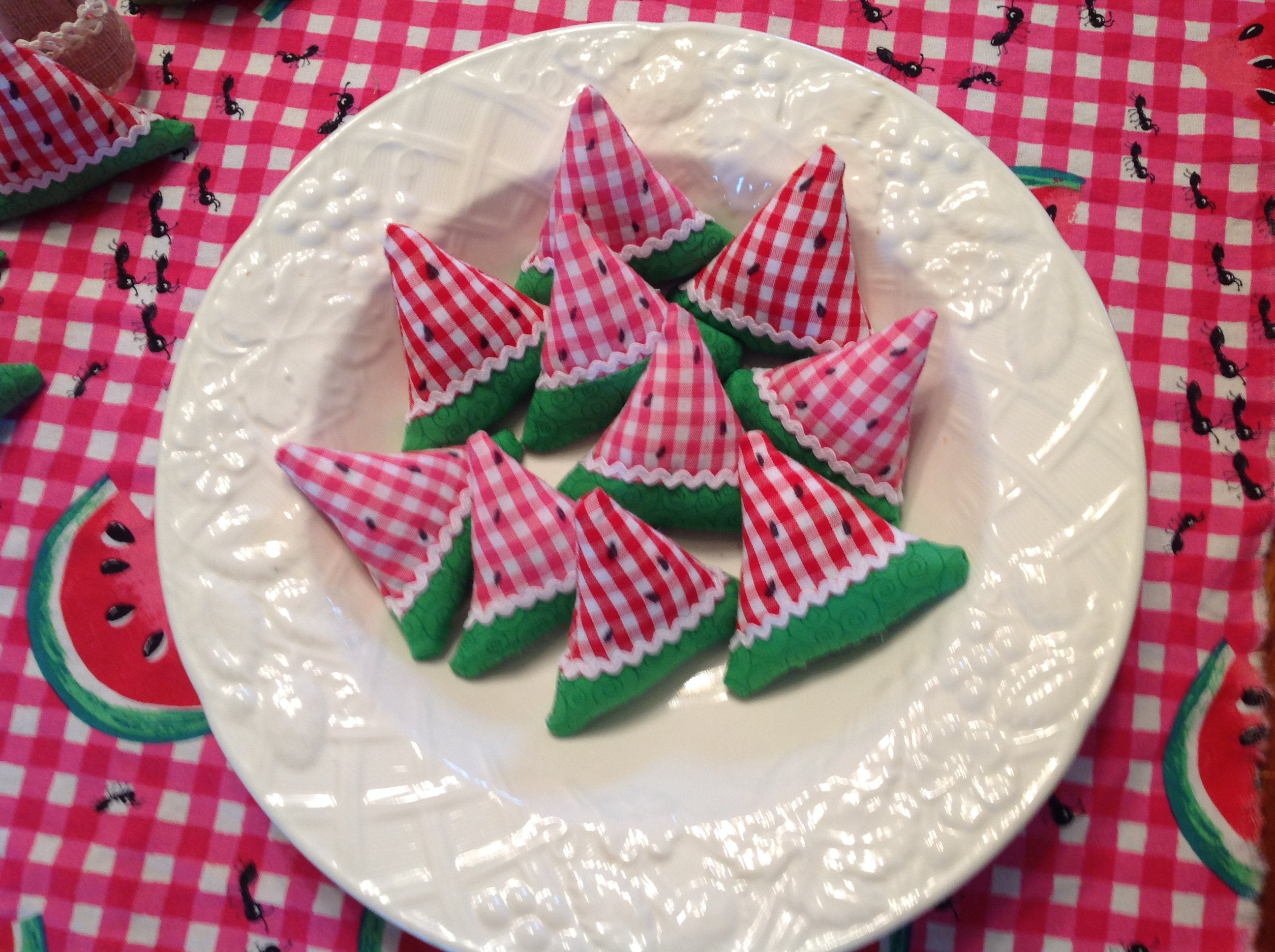 Watermelon Bowl Fillers: Gingham Americana Decor