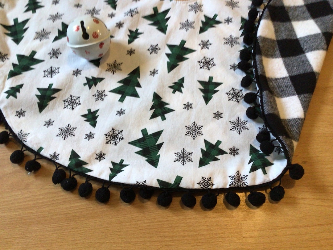 Farmhouse Table Top Tree Skirt Country Christmas Tree Skirt Table Top Country Plaid Tree Skirt