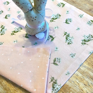 Beatrix Potter Easter Table Runner: Pink Floral, Reversible Polka Dot