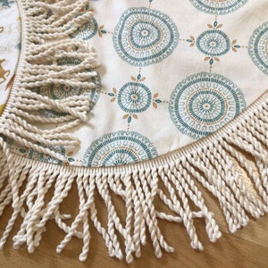 Western Christmas Tree Skirt: Horse & Ranch Design with Fringe
