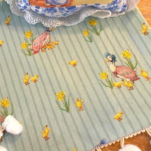 Beatrix potter Duck table runner sage blue Easter table runner farmhouse puddle duck table runner carrots Beatrix potter decor