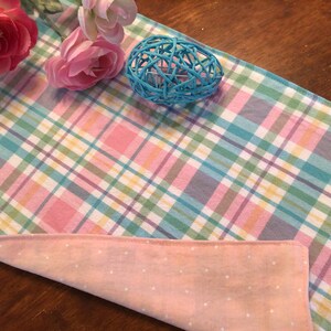 Easter table runner Spring table runner Spring plaid Table Runner reversible easter farmhouse table runner Rustic spring plaid table runner