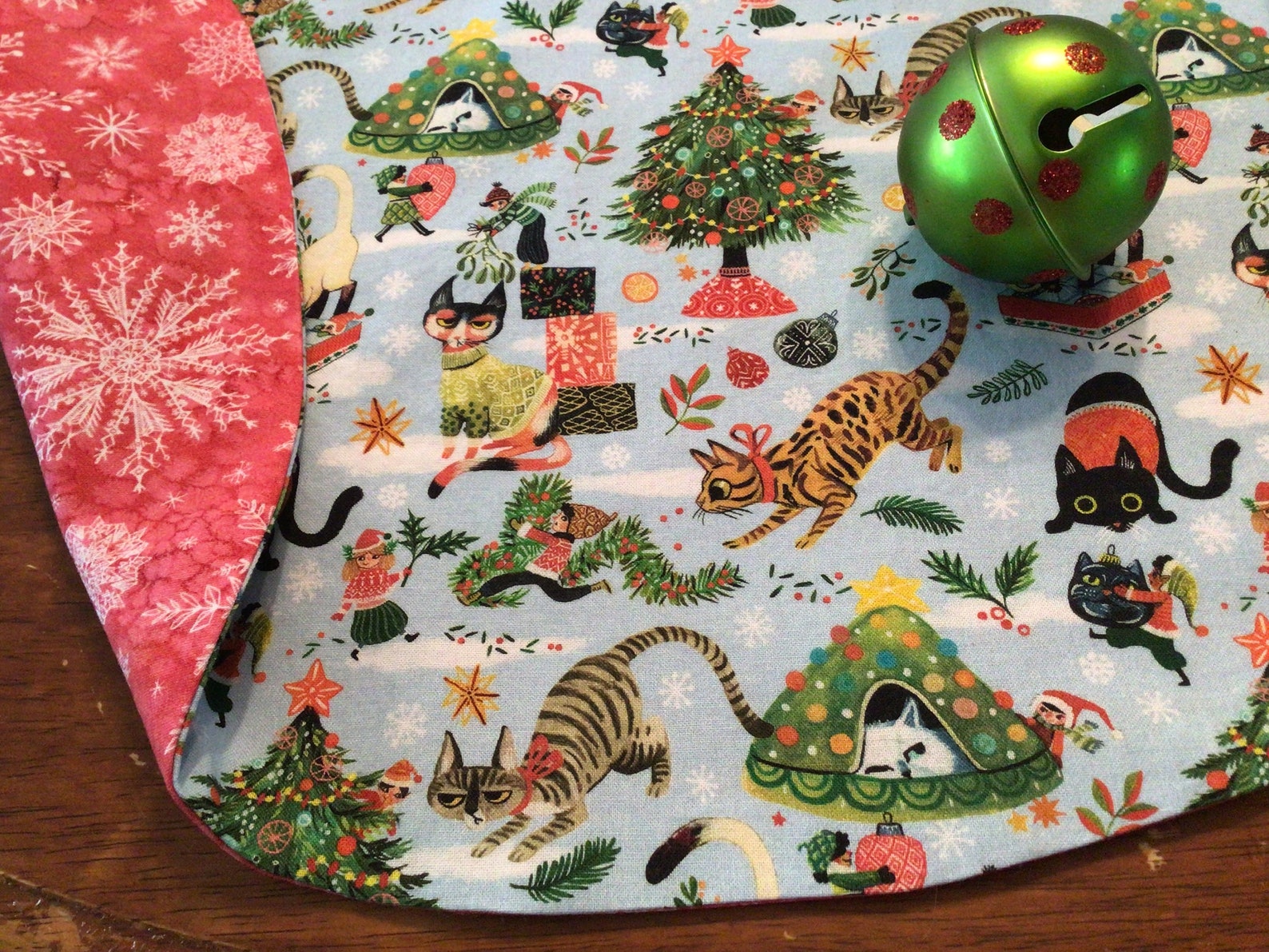 Cat Christmas Tree Skirt Table Top Cat Tree Skirt Christmas Etsy