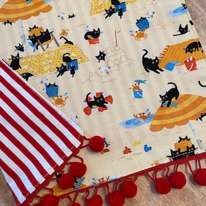 Summer Beach Cat Table Runner - Kitten Decor