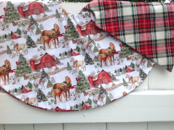 Christmas Plaid Tree Skirt Woodsy Tree Skirt Log Cabin Etsy