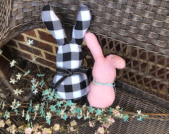 Burlap Bunny pillow spring buffalo plaid Easter Bunny pillow Easter Decor SpringDecoreasterBunnyrusticfarmhouseEasterBunnyrusticEastertable