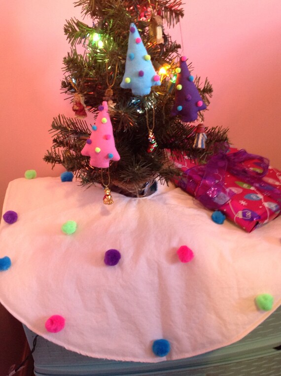 Pom Pom tree skirt Pom Pom Christmas Pom Pom decor modern Etsy