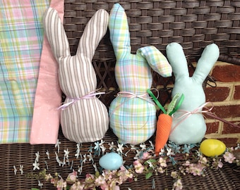 Burlap Bunny pillow spring plaid Easter Bunny Pillow Easter Decor Spring Decor easter Rabbit rusti farmhouse Easter Bunny Easter table decor