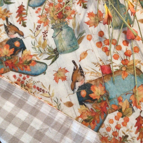 Fall table runner autumn song bird table Fall blue mailbox farmhouse tablerunner Thanksgiving tablerunner fall leaves tablerunner bird lover