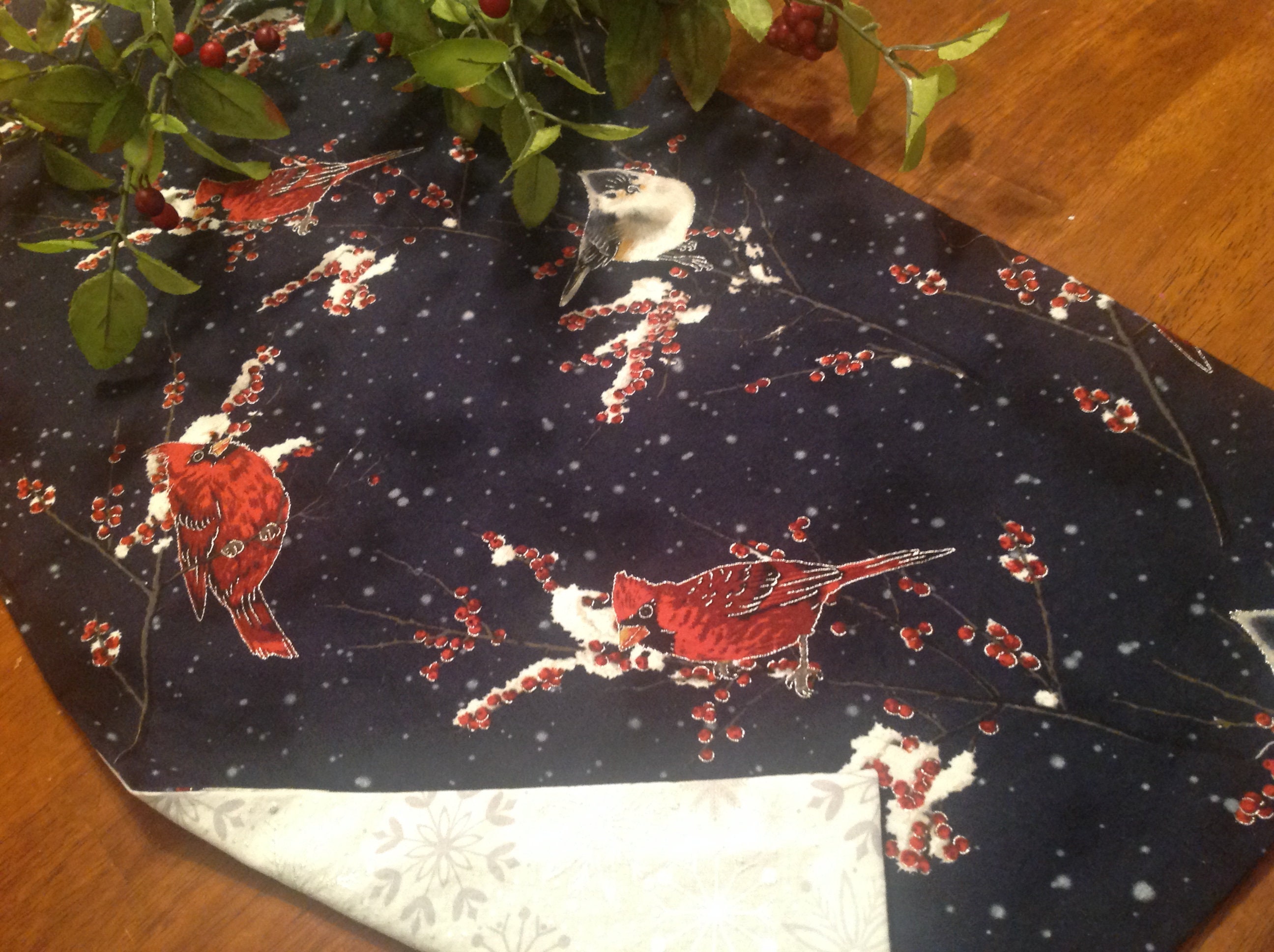 Navy blue Christmas table runner navy blue Christmas cardinal Etsy