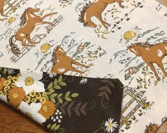 Reversible Western Table Runner: Horse & Floral Ranch Design