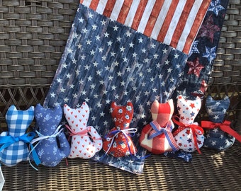 Americana cat pillow cat lover primitive cat bowl filler decor 4th of July cat patriotic kitten country farmhouse cat Americana kitten