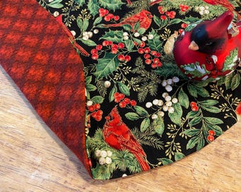 Cardinal tree skirt metallic gold Cardinal tree skirt black cardinal Christmas tree skirt red plaid tree skirt woodsy tree skirt handmade