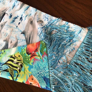 Dolphin Print Table Runner: Reversible Ocean Coral Reef Decor