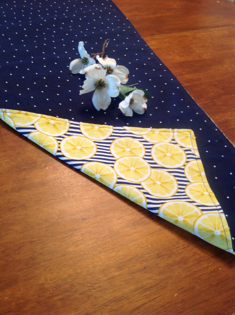 Lemon table runner reversible farmhouse table Americana summer Etsy