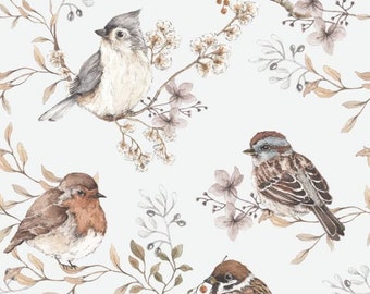 DEKORNIK Birds White-Gray Wallpaper