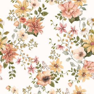Giardino inglese floreale della scuola materna vintage, carta da parati floreale DEKORNIK