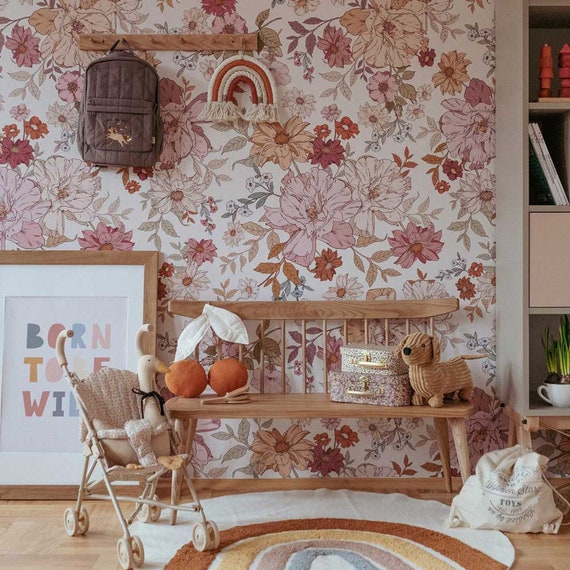 Papel pintado Floral Vintage para habitaciones infantiles - Dekornik