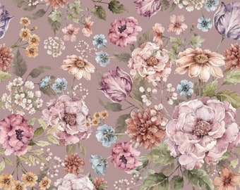 Bouquet of flowers – lilac DEKORNIK Wallpaper for little girl's room, boho floral wallpaper