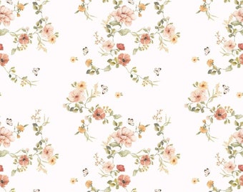 Floral Vintage Wallpaper DEKORNIK , floral boho nursery wallpaper, girl's room wallpaper ideas, vintage girl wallpaper