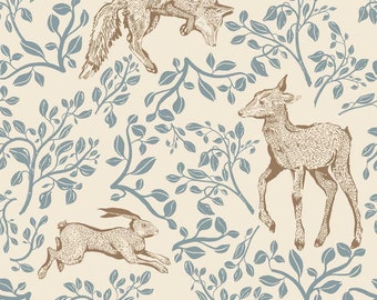 Forest Animals and fairytale beige DEKORNIK, kid&#39;s room wallpaper, animals pattern, baby room decor