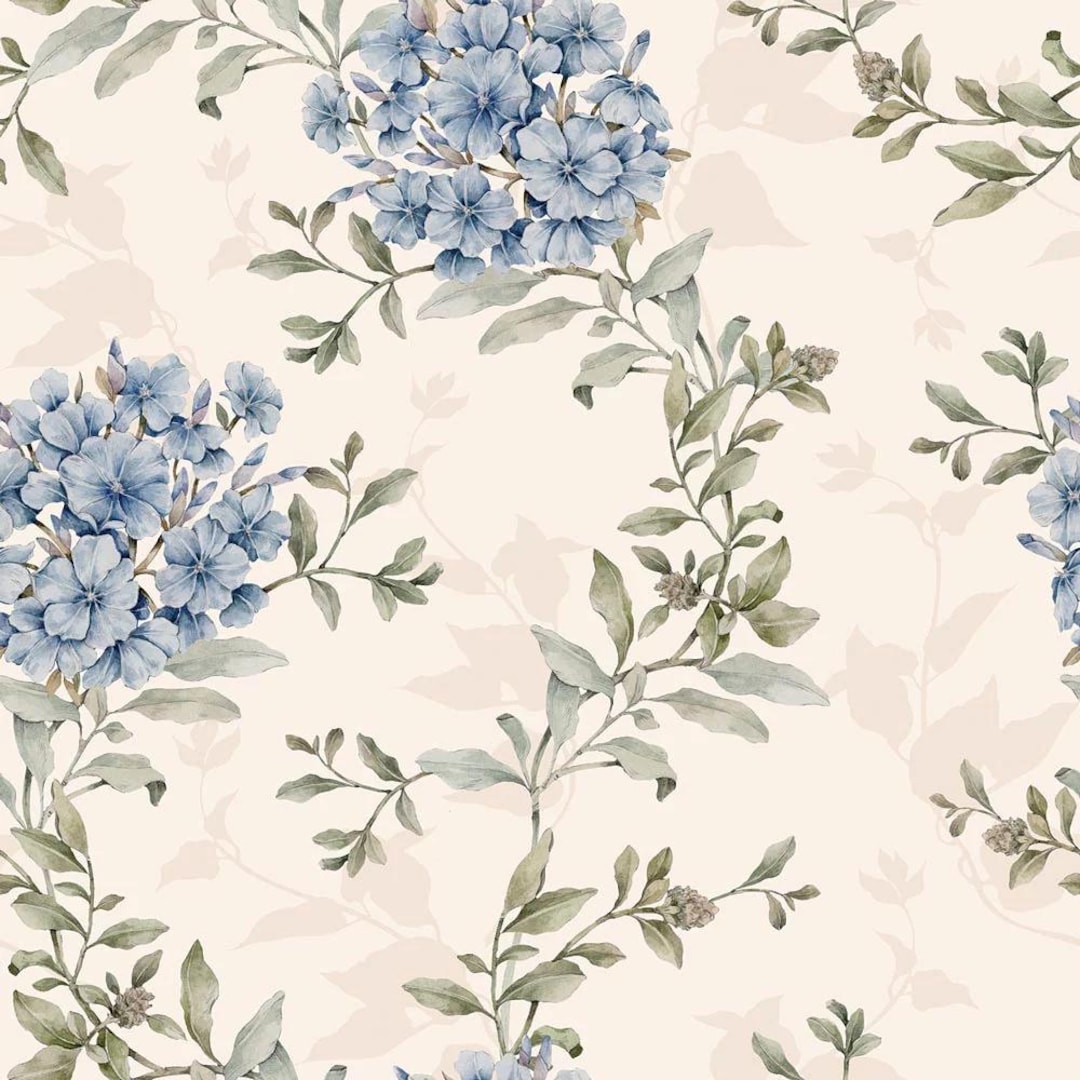 Blue Tangle Floral Wallpaper, Delicate Pastel Decor for Newborn - Etsy