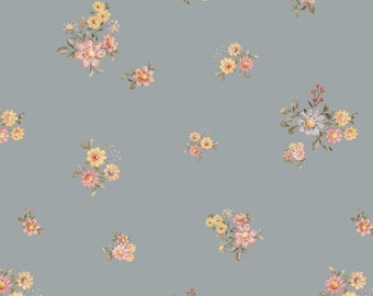 Flowers minimini Dark Wallpaper for girl's room, vintage kid's room wallpaper