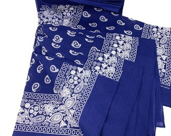 4 Unisex Paisley 100/% Cotton Bandanas Aqua Navy Baby /& Royal Blue Scarf Bandana
