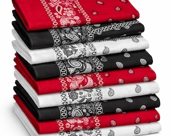 9-Pack Large Bandanas – 27” x 27” – 100% Cotton