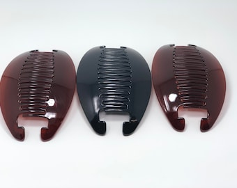 3 sets Interlocking Banana Combs Hair Clip French Side Comb Holder (1Black-2Brown).