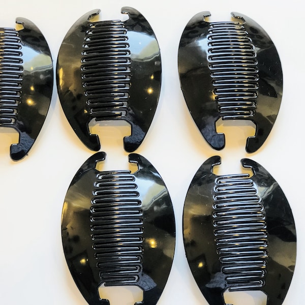 5 sets Interlocking Banana Combs Hair Clip French Side Comb Holder (Black)