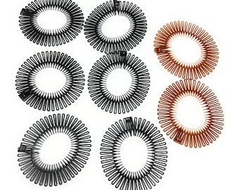 8 pcs Flexible Stretch Comb Headband (Black-Brown).