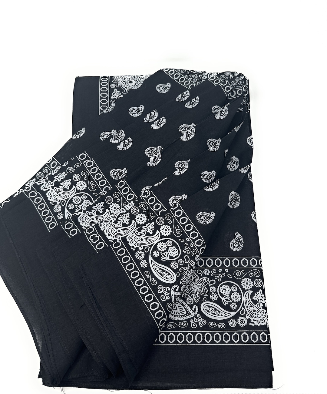 XL Bandana Black Paisley 100% Cotton Head Wrap - 6 Pcs (27x27 In