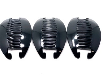 3 sets Interlocking Banana Combs Hair Clip French Side Comb Holder (Black).