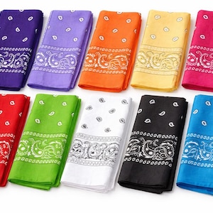 10 Pack Bandanas Paisley Print Cowboy Bandana Handkerchiefs Assorted Colors