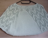 Warm shoulder, cape, capelet, hand-knitted, tricky green pastel, with lace, round neckline, size XS S M (34 36 38) for woman