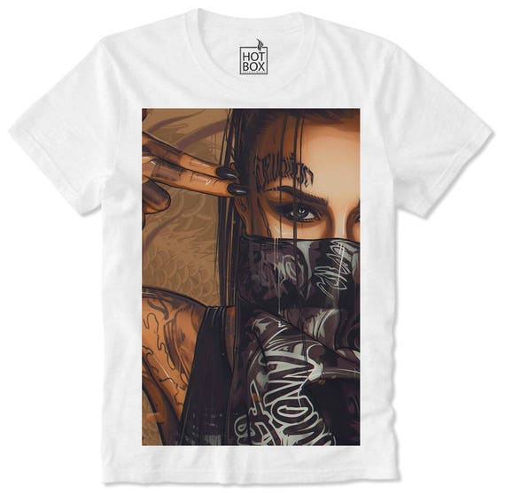 T Shirt HOTBOX Trippy Gangster Bandana Sexy Dope Swag Girl Hot Gangsta Chicana Bandita