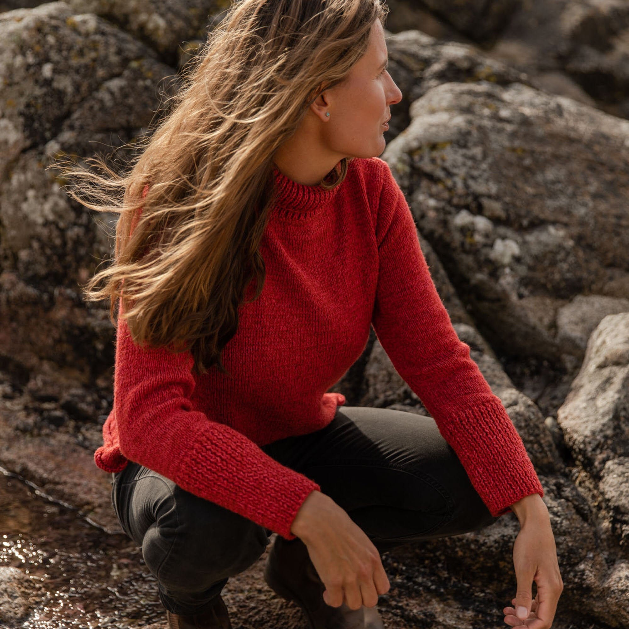 red slouchy jumper