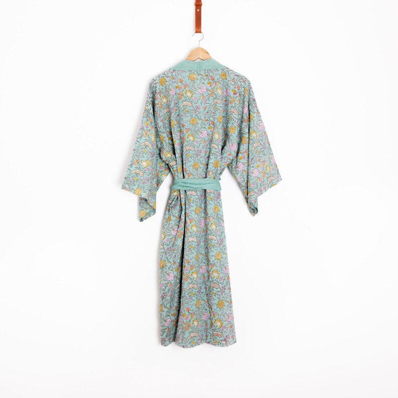 The Womens Ayana Hand Block Printed Kimono Robe Dressing Gown