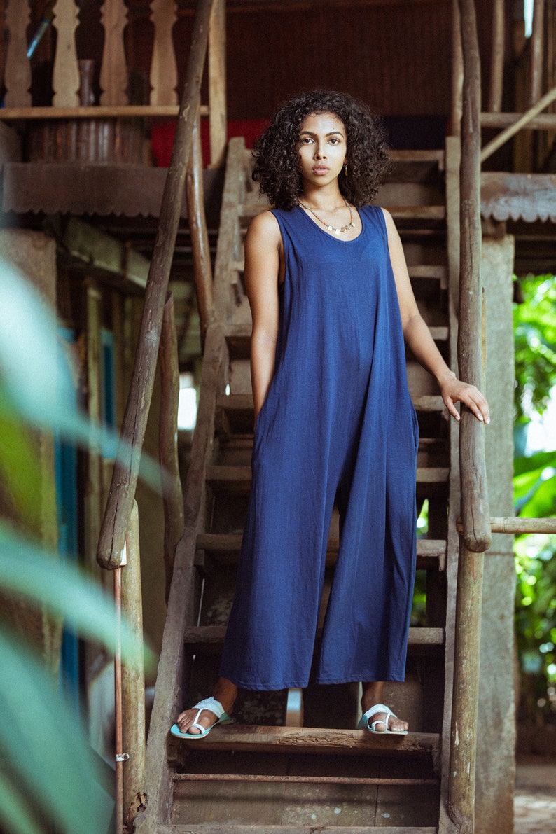 Organic Cotton Jersey Romper in Blue